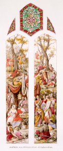 König Alfred in Athelney, Somerset, mit seinen Anhängern, ca. 1880 von William Bell and Boyd, Alice Scott