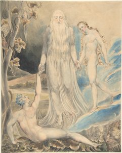 Engel der göttlichen Gegenwart bringt Eva zu Adam (Die Erschaffung Evas: "Und sie soll Frau genannt werden") von William Blake