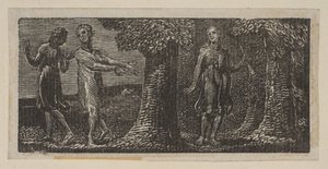 Colinet wird von zwei Jungen verspottet, aus Thorntons Pastorals of Virgil, 1821 von William Blake