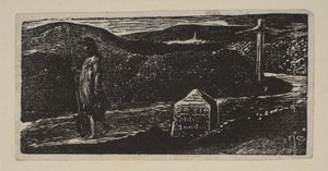 Colinets Reise, Meilenstein markiert LXII Meilen nach London, aus Thorntons Pastoralen von V..., 1821