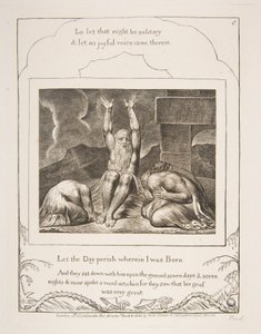 Jobs Verzweiflung, aus Illustrationen des Buches Hiob, 1825-26 von William Blake