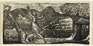 Hirte vertreibt Wolf, aus den Pastoralen von Virgil