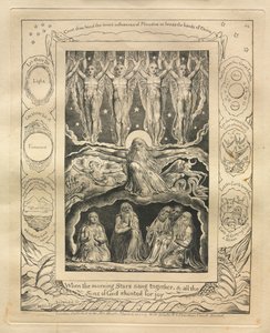 Das Buch Hiob: Pl. 14, Als die Morgensterne zusammen sangen und alle Söhne Gottes vor Freude jubelten von William Blake