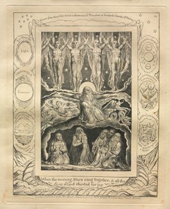 Das Buch Hiob: Pl. 14, Als die Morgensterne zusammen sangen und alle Söhne Gottes..., 1825 von William Blake