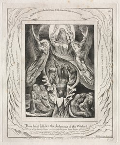 Das Buch Hiob: Pl. 16, Du hast das Urteil der Gottlosen erfüllt von William Blake