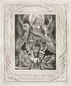Das Buch Hiob: Pl. 16, Du hast das Urteil der Gottlosen erfüllt, 1825 von William Blake