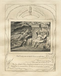 Das Buch Hiob: Pl. 4, Und ich allein bin entkommen, um es dir zu sagen von William Blake