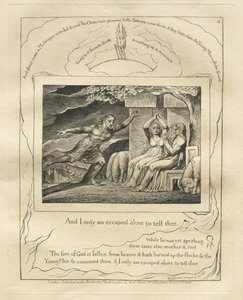 Das Buch Hiob: Pl. 4, Und ich allein bin entkommen, um es dir zu sagen, 1825 von William Blake