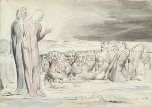 Der Kreis der Verräter: Alberti Brüder, Illustration zur Göttlichen Komödie von Dante Alighieri, 1824-27 von William Blake
