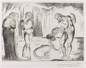 Der Kreis der Diebe; Buoso Donati wird von der Schlange angegriffen von William Blake