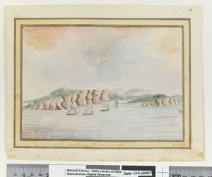 Gegenüber S. 65. `Eingang von Port Jackson 27. Januar 1788