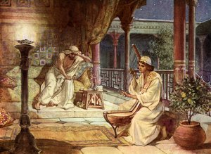 David spielt Harfe für Saul - Bibel von William Brassey Hole