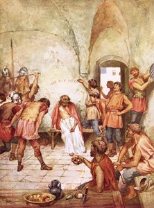 Jesus verspottet von römischen Soldaten