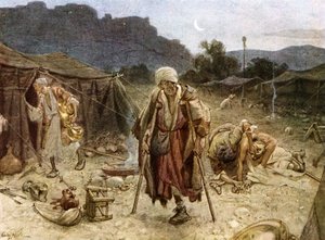 Die vier Aussätzigen plündern das Lager der Syrer - Bibel von William Brassey Hole
