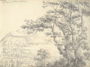 (recto) Ansicht von Nizza von den Hügeln im Westen von William Brockedon