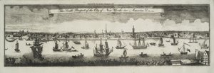 Die südliche Aussicht auf die Stadt New York, in Nordamerika, 1761 von William Burgis