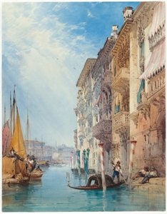 Eine Gondel auf dem Canal Grande, Venedig von William Callow