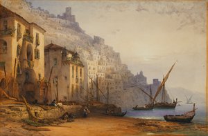Amalfi vom Ufer aus - Ein Sommermorgen, 1887 von William Callow