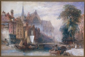 Ansicht der Nieuwe Kerk und der Nieuwezijds Voorburgwal in Amsterdam, vom Norden aus von William Callow