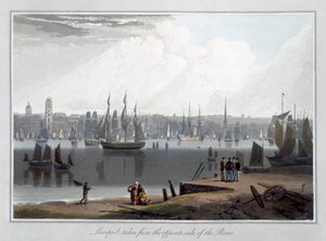 Liverpool, von der gegenüberliegenden Seite des Flusses, 1815 von William Daniell