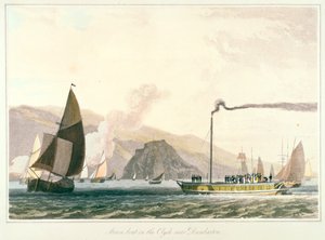 Dampfschiff auf dem Clyde bei Dumbarton, um 1814