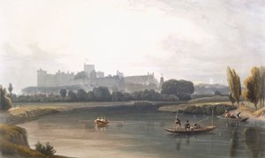 Schloss Windsor vom Fluss Thames: eine Westansicht und Angeln von Booten von William Daniell