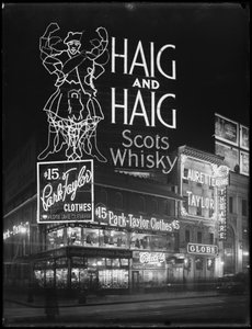 Beleuchtetes Schild für Haig und Haig Whiskey, New York City, 6. Januar 1917 von William Davis Hassler