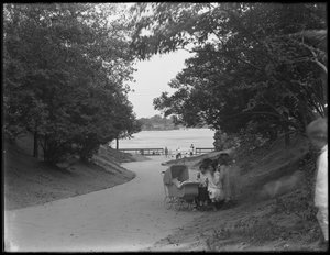Blick auf die Gasse, die zum Wasser führt, 86th Street Park Lane zum East River, New York City, 31. Juli 1914 von William Davis Hassler