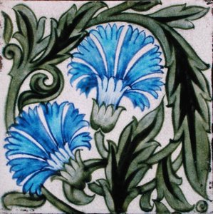 Fliesenkachel mit Blumendesign von William de Morgan
