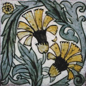Fliese mit Blumendesign von William de Morgan