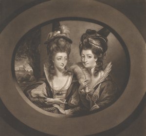 Mrs. Gwyn & Mrs. Bunbury in den Charakteren der Lustigen Weiber von Windsor von William Dickinson