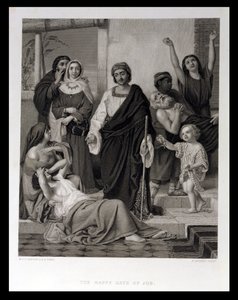 Die glücklichen Tage Hiobs, graviert von H. Bourne