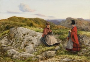 Walisische Landschaft mit zwei strickenden Frauen, 1860 von William Dyce