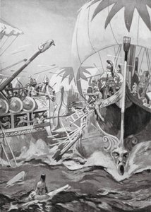Die Niederlage einer ionischen Flotte (Lithografie) von William Edward (after) Wigfull