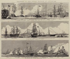 Skizzen bei der Marineparade in Spithead (Gravur)