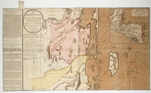 Eine Karte eines Teils von Yucatan oder des Teils der Ostküste innerhalb der Bucht von Honduras, der Großbritannien zum Holzschneiden zugewiesen wurde, gemäß der am 14. Juli 1786 mit Spanien unterzeichneten Konvention. Von einem Bay Man.