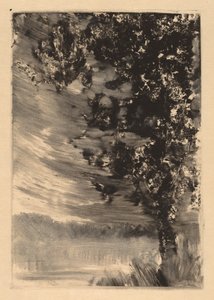 Mondlandschaft mit Baum rechts