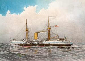 HMS Colossus, Royal Navy 2. Klasse Schlachtschiff, um 1890-1893 von William Frederick Mitchell