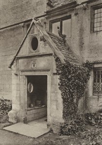 Tür, Veranda bei Cap Mill, Painswick, Gloucestershire (s/w Foto)