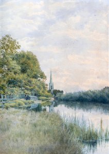 All Saints Kirche vom Treidelpfad, Hemingford Grey von William Garden Fraser
