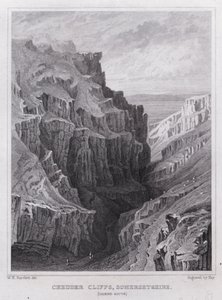 Chedder Cliffs, Somersetshire, Blick nach Süden (Gravur) von William H. Bartlett