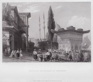 Brunnen und Markt in Tophanne (Gravur) von William H. Bartlett