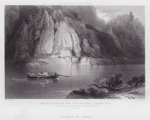 Inschrift auf der Via-Trajana, Kazan-Pass (Gravur) von William H. Bartlett