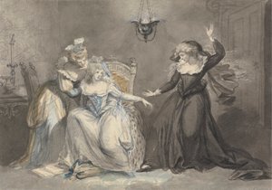 Eine dramatische Szene mit drei Frauen in einem Innenraum von William Hamilton