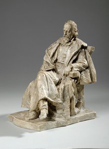 Maquette für Alfred, Lord Tennyson, sitzend am Trinity College, Cambridge von William Hamo Thornycroft