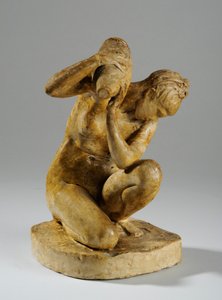 Modell für eine Statuette einer Frau beim Waschen