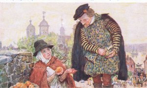 Shakespeare kauft eine Orange von einer Frau auf dem Tower Hill, aus My Magazine, veröffentlicht 1922