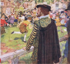 Shakespeare beobachtet Kinder beim Spielen in der Nähe von Temple Bar, aus My Magazine, veröffentlicht 1922 von William Hatherell