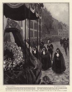 Das Begräbnis der Königin der Belgier, der Trauerzug auf dem Weg zur Kirche in Laeken