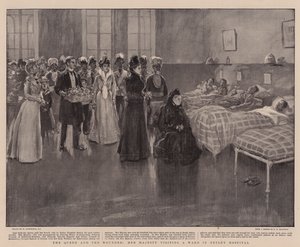 Die Königin und die Verwundeten, Ihre Majestät besucht eine Station im Netley Hospital von William Hatherell